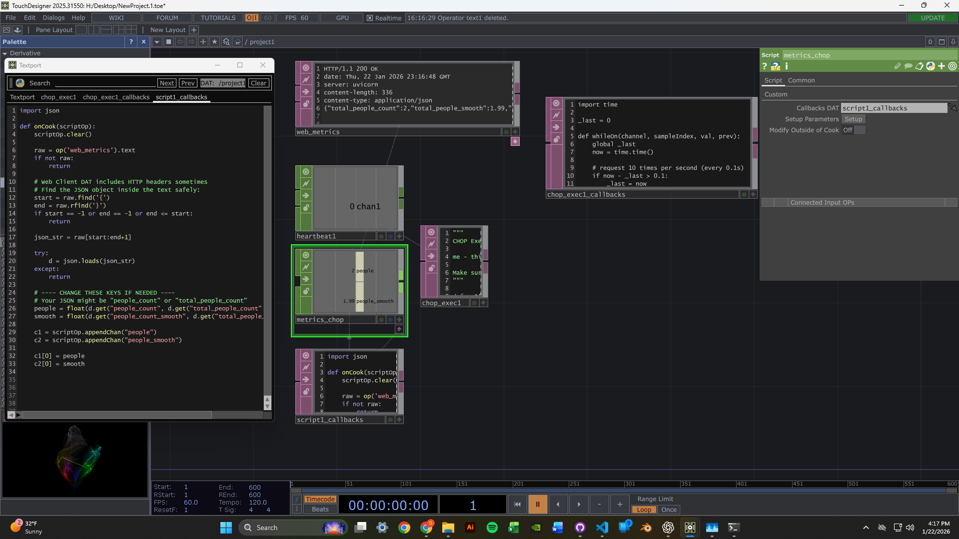 TouchDesigner node network for fetching dashboard data