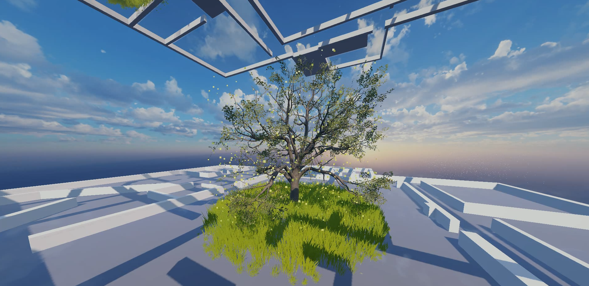 Wide cinematic render of the Data Forest simulation